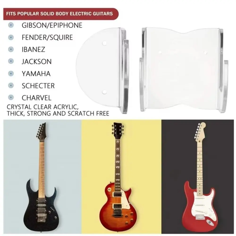 Durable Transparent Guitar Bass Hook Wall Mounted Acrylic Guitar Wall Hanger Holder Guitar Accessories Guitar Display Stand