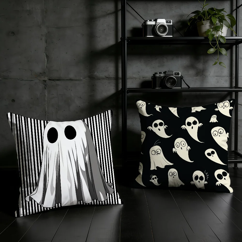 Horror Halloween Ghost Spider cushion cover Birthday Anniversary Gifts Double Sided Printed Zipper Cushion Cover Soft Skin