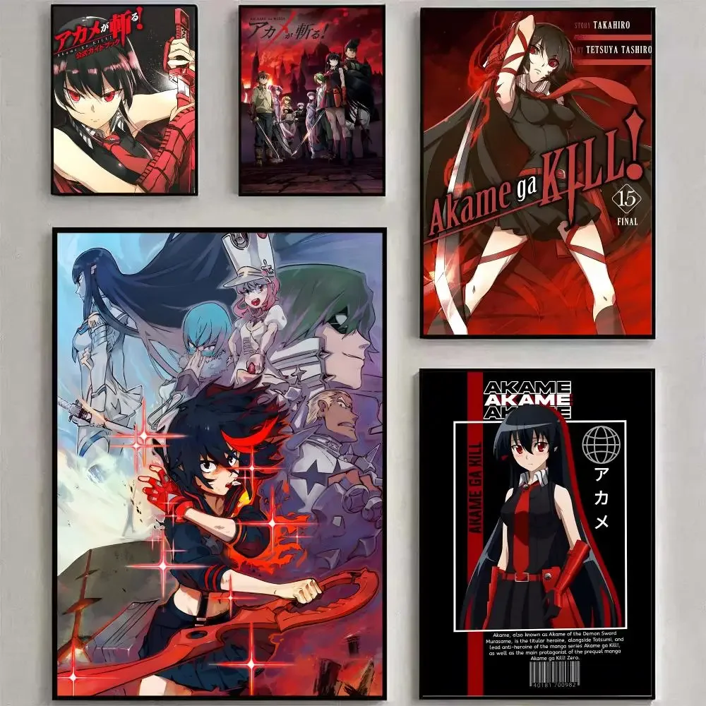 Classic Comics A-Akame Ga Kill Poster Matte Peel And Stick Self Adhesive PVC Removable Waterproof Frameless Bedroom Living Room