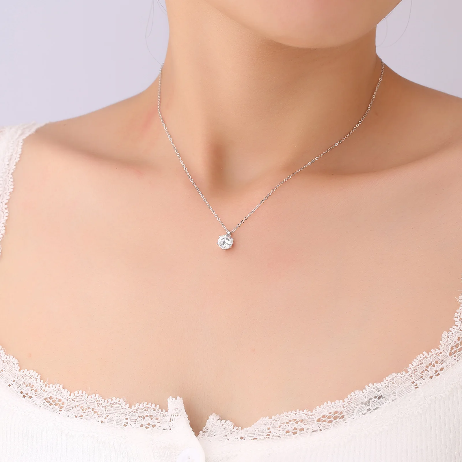 Collar con colgante de diamante de moissanita auténtica de 1-2-3-5 quilates, placa de plata de ley 100% s925, cadena con colgante de cuello de oro de 18k, joyería fina