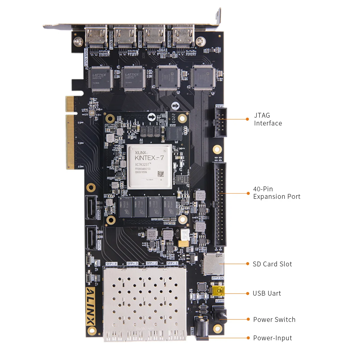 ALINX-tarjeta de acelerador para procesamiento de imágenes de vídeo, tarjeta de acelerador PCIE, placa FPGA, AV7K325 XILINX Kintex-7 K7 7325 XC7K325 4K