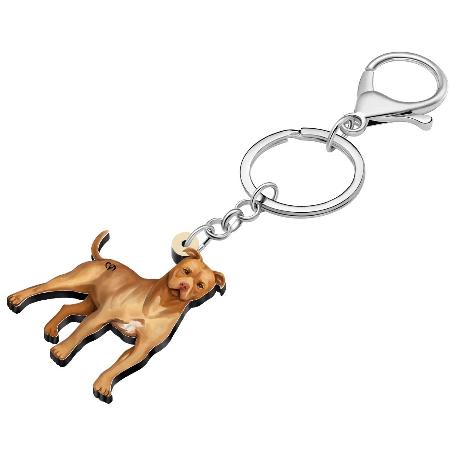 WEVENI Acrylic Pit Bull Terrier Doggy Puppy Key Chains Novelty Purse Bag Pets Keychains Key Ring Jewelry Gifts For Women Kids