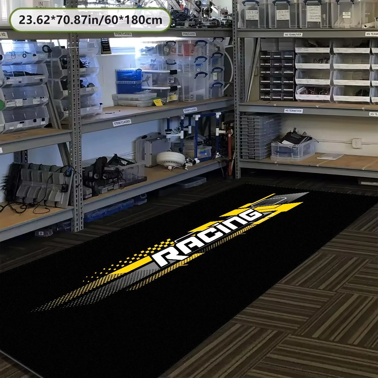 VIKAMA Race Track Pattern Motorcycle Pit Mat Non Slip Waterproof Oil Resistant Floor Rug For Garage Motorbike Parking