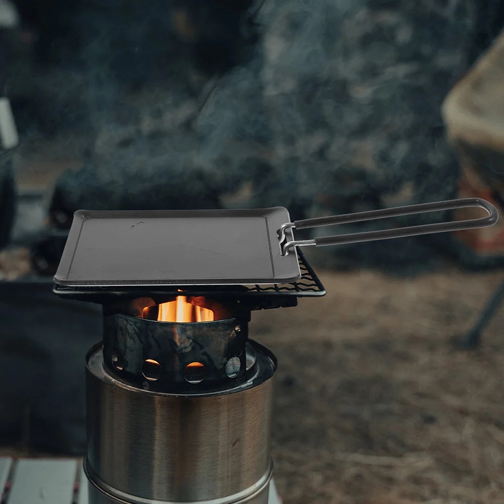 

2Pcs Stainless Steel Grill Pan Handheld Portable Camping Bbq Tray Detachable Handle Outdoor Picnic Grill Plate Multipurpose