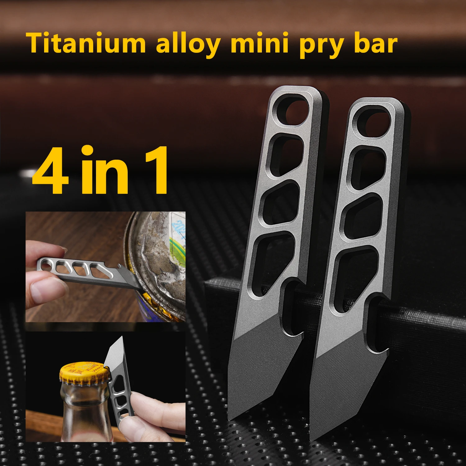 1pc Titanium Alloy Crowbars Tool multifunctional Mini Bottle Opener Portable Cutting Express EDC Self-defense Pry Bar Gray NEW