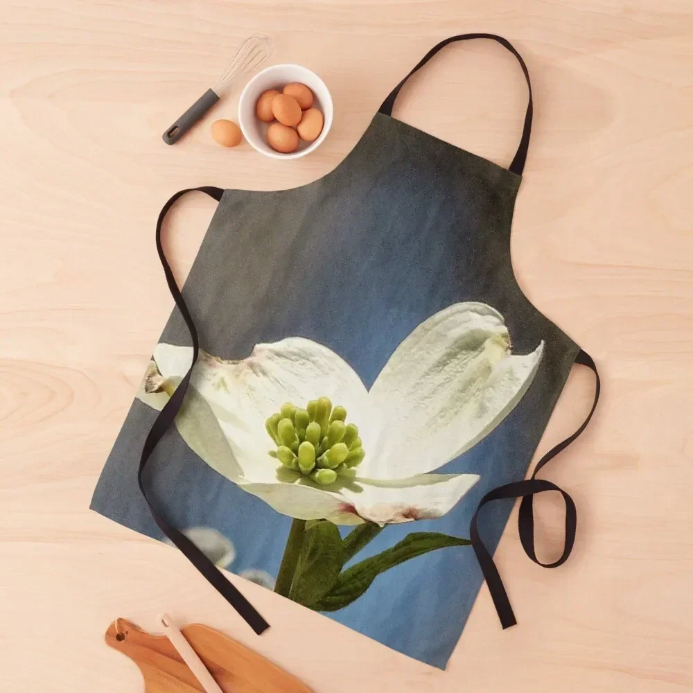 

White Dogwood Bloom Apron painting Kitchen And Home Items For Women Costume Waiter Apron