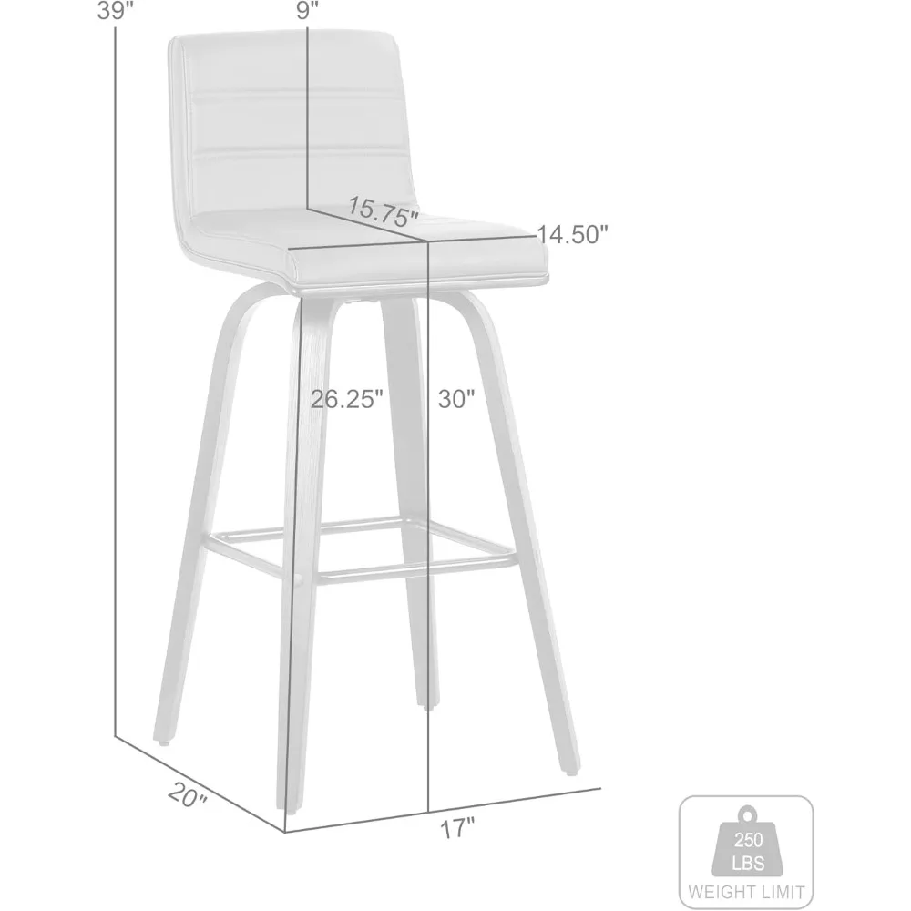 Walnut Swivel Bar Stools with Cream Leatherette, Set of 2