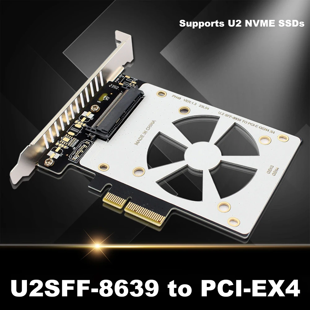 

PCI-E Expansion Adapter Card Riser Card 4000MB/s U.2 To PCIe Adapter Riser X4/X8/X16 Slot Support U.2 NVME SSD