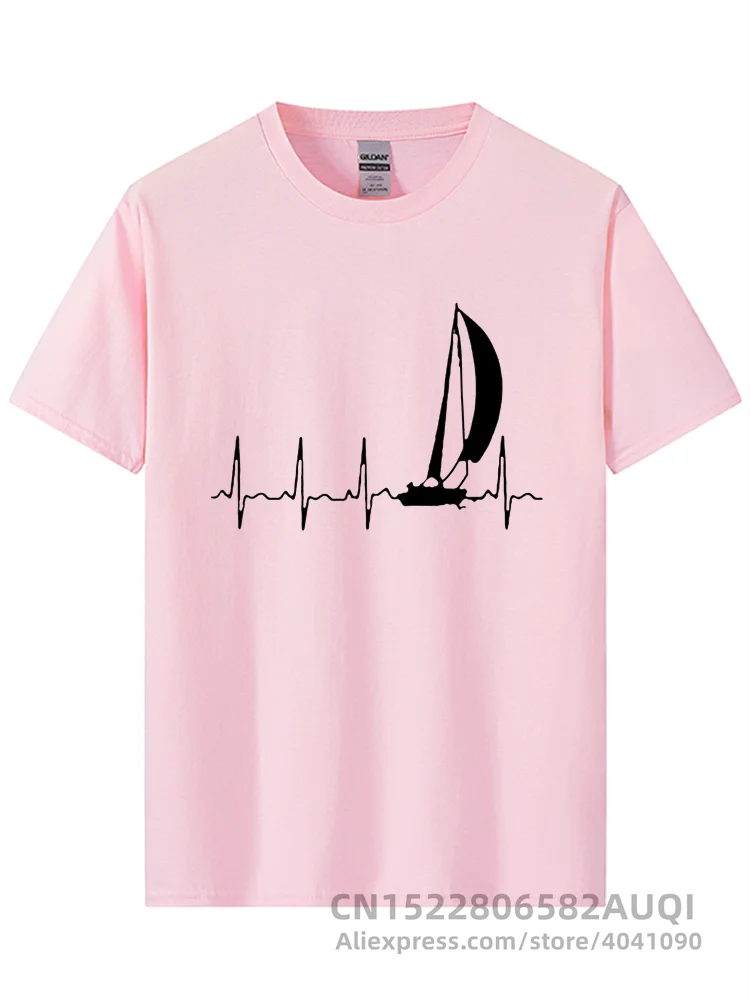 Sailing T Shirt SAILING IN A HEARTBEAT T-Shirt Summer Graphic Tee Shirt Cute 100 Cotton Short Sleeve Mens Tshirt