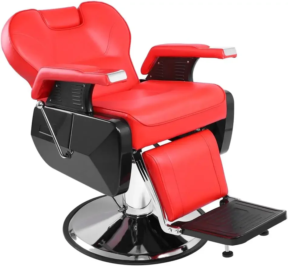 Reclining Barber Chair All Purpose for Hair Stylist Tattoo, Heavy Duty Styling Chair with 360 Degree Swivel Hydraulic Pum