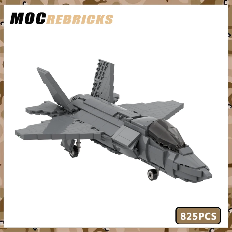 Military Weapons Series F-35B Lightning II Fighter MOC Building Block Personnel Carrier Aircraft DIY Model Toys Children Gifts