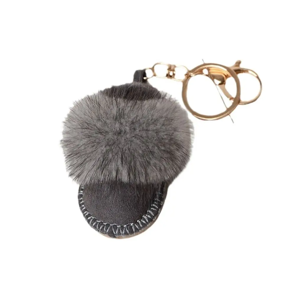 Exquisite Fluffy Little Boot Keychain Shoes Shape Cute Mink Hair Doll Pendant Solid Color Leather Car Keyring Unisex