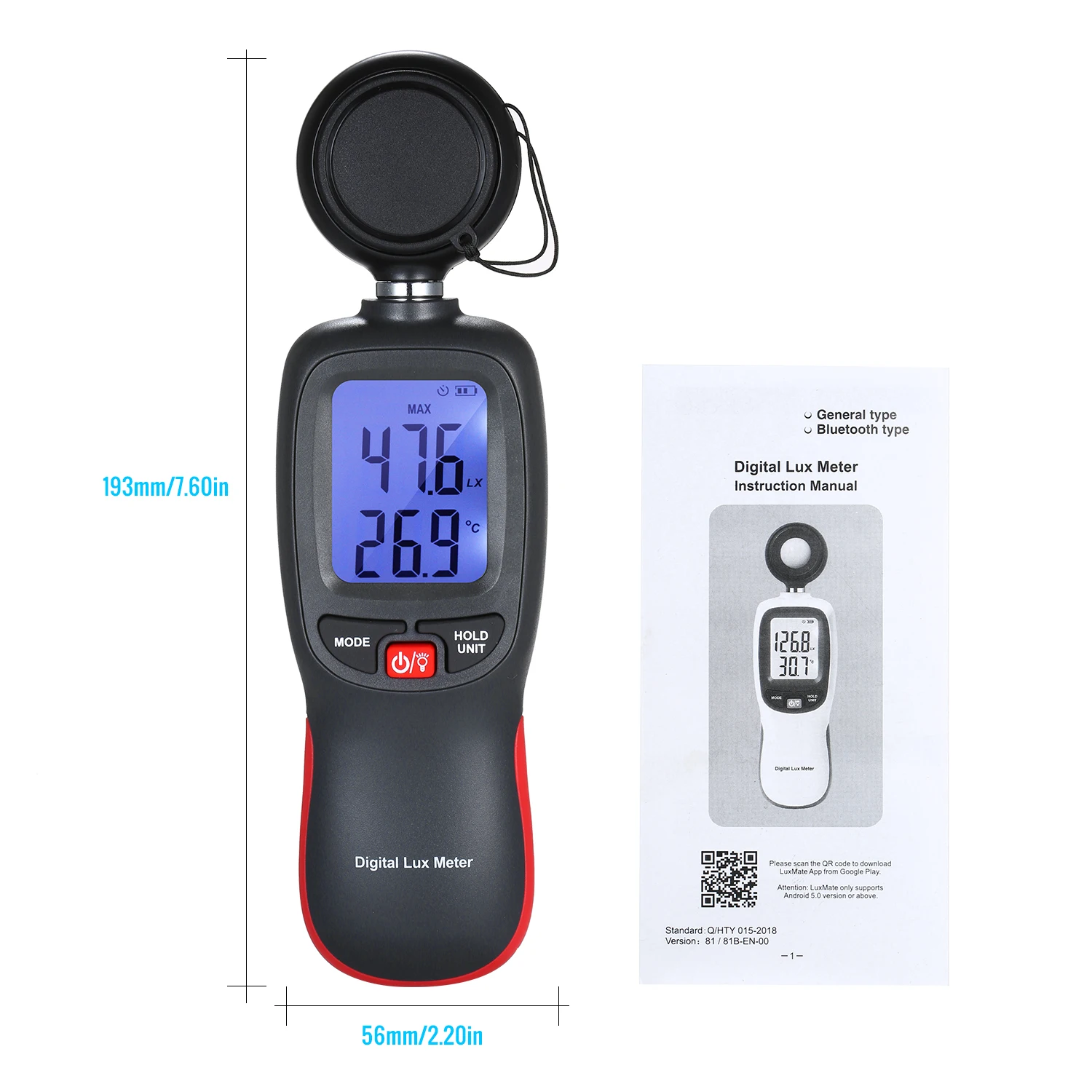WT81 Digital Lux Meter LCD Display Handheld Illuminometer Mini Luminometer Photometer Luxmeter Light Meter 0-200000 Lux view 4