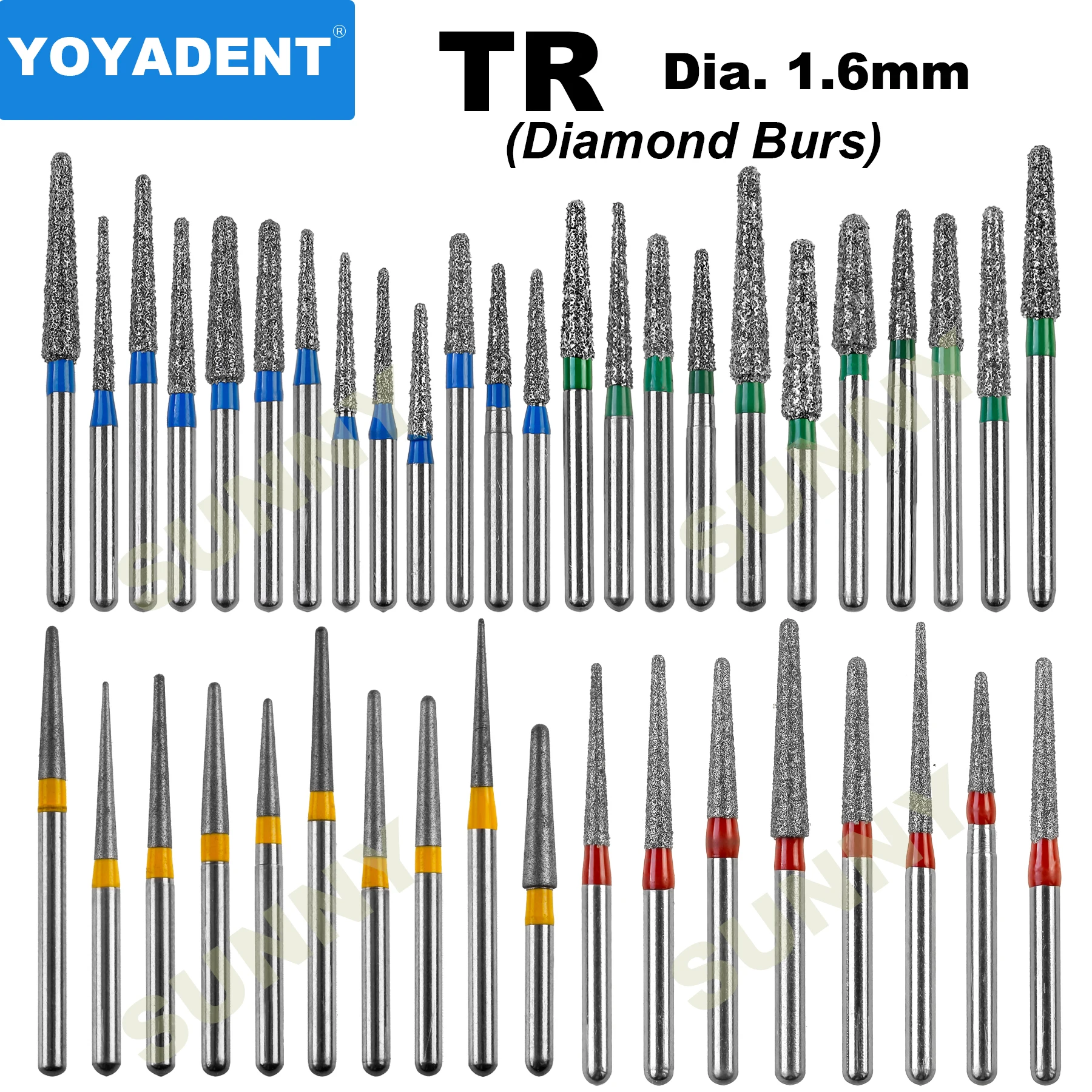 10 buah/pak bor berlian gigi tipe TR kedokteran gigi stroberi FG Burs untuk Dia kecepatan tinggi. Alat pemoles 1.6mm