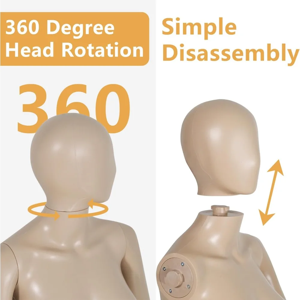 Женский швейный манекен с регулируемой высотой половины тела 39–56 дюймов, металлическое основание, идеально подходит для демонстрации розничной одежды