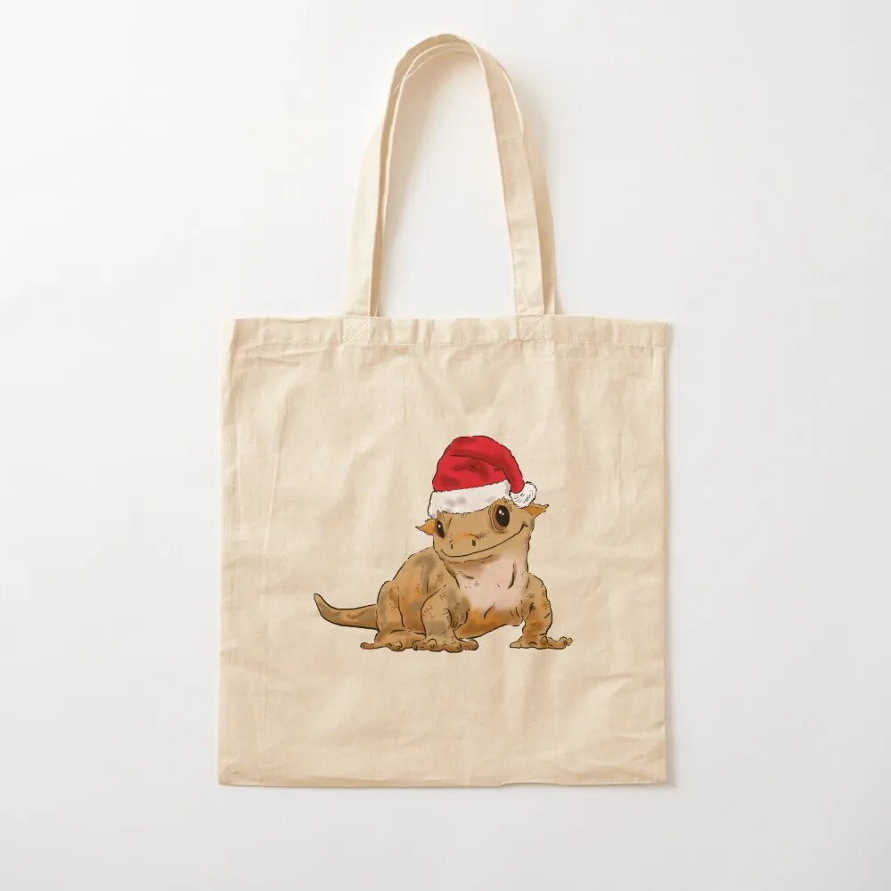 

Cute Christmas Crested Gecko, Santa Crestie, Gecko Lovers, Xmas Gecko in Santa Hat Tote Bag large tote bag Canvas Tote Bag