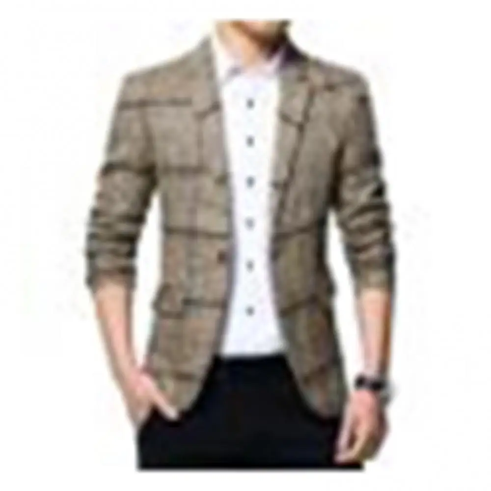 Suit Coat Male Men Casual Suit Jacket 2023 New Men's Plaid Linen Plaid Business Self-cultivation Wedding Dress Party Plus Size M