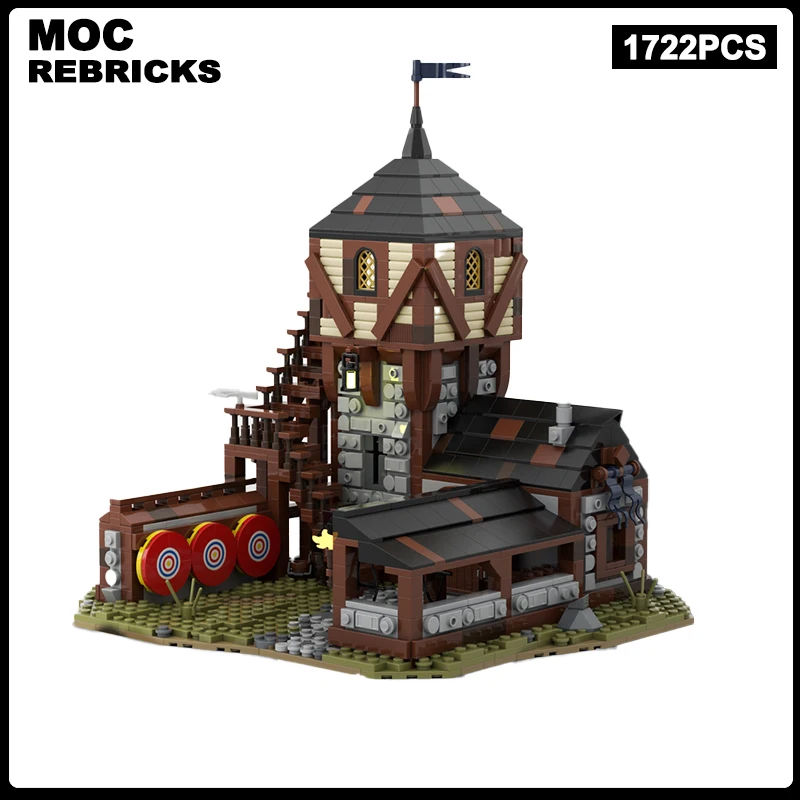 Medieval street view série modular edifício moc arcers gama diy modelo tijolos técnicos montagem crianças brinquedo presente 1722 pçs kit