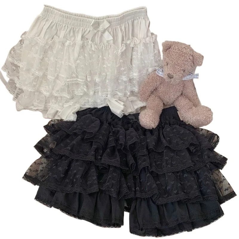 Bloomers stile zucca Pantaloncini lanterna voluminosi in rete trasparente Lolita JK Studentessa Bloomers Pantaloncini foderati morbidi anti-vedi
