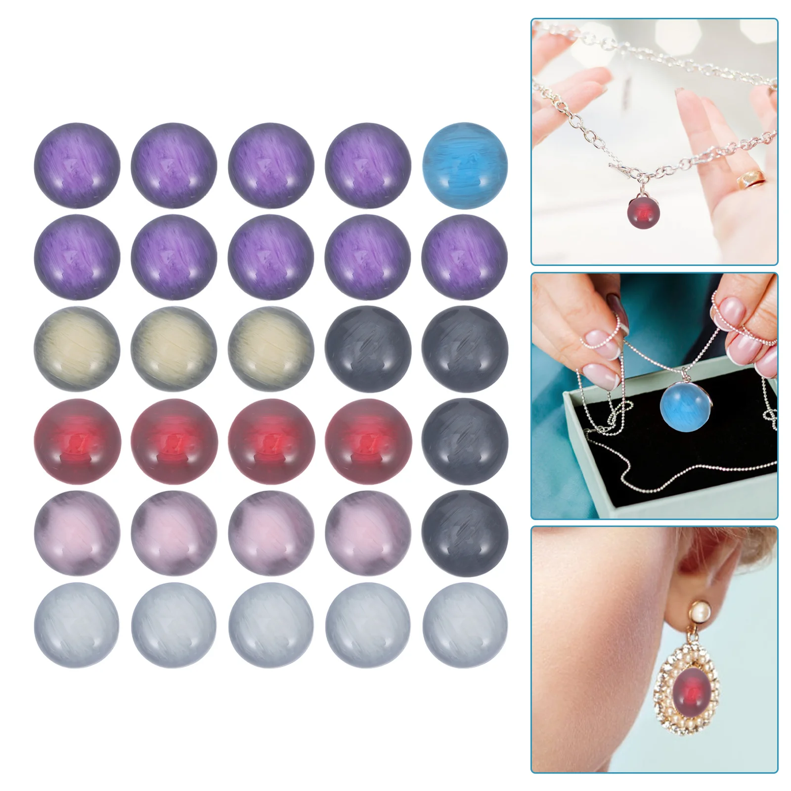 

30Pcs Resin Round Semicircle Patch 12mm Mixed Color DIY Jewelry Accessories Craft Supplies Earrings Material Resin Patch