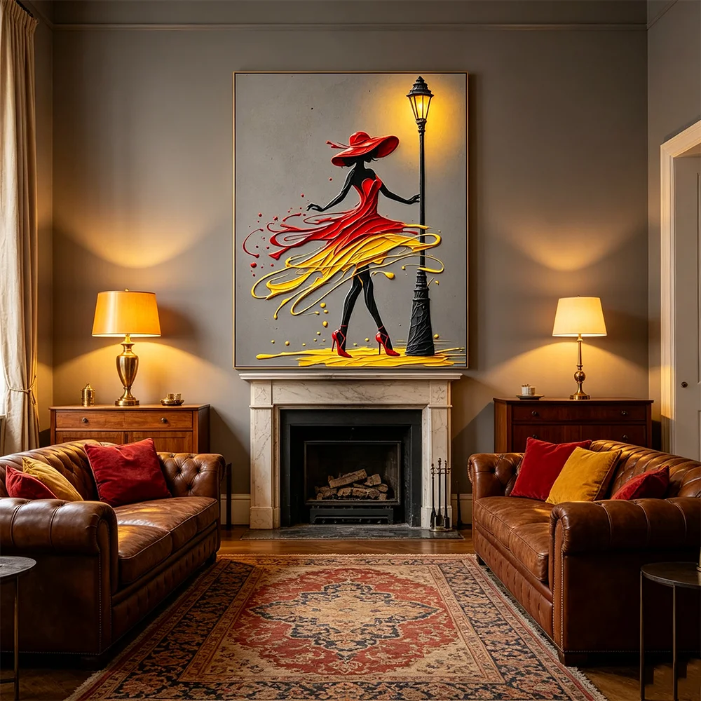 Watercolor Wall Art Canvas Painting Vintage Abstract Retro Posters Dancing Women Print for Club Living Room Home Decor Gift