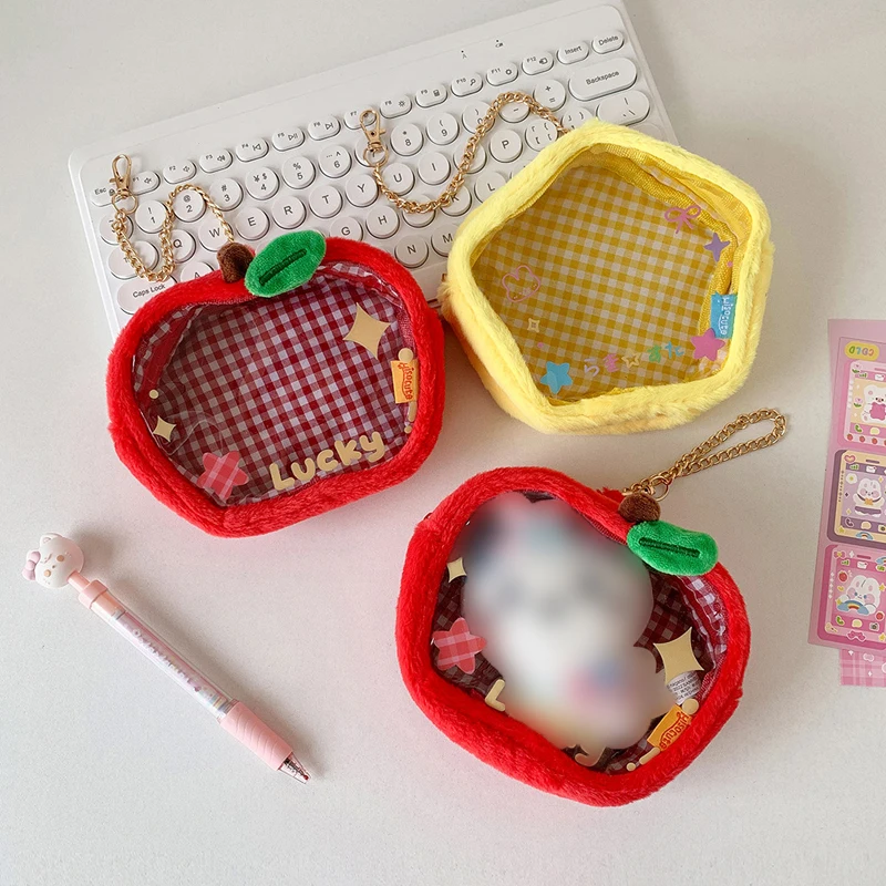 

Ins Korean Red Apple Bag Pendant Accessories Cute Fashion Transparent Pvc Doll Storage Bag Student Backpack Pendant Girls Gifts