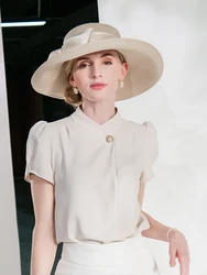 X4161 Lady Summer Sun Hat Girls Travel Cap Wide Brim Summer New Ladies Casual Elegant Fashion Joker Bow Hat Panama Cap