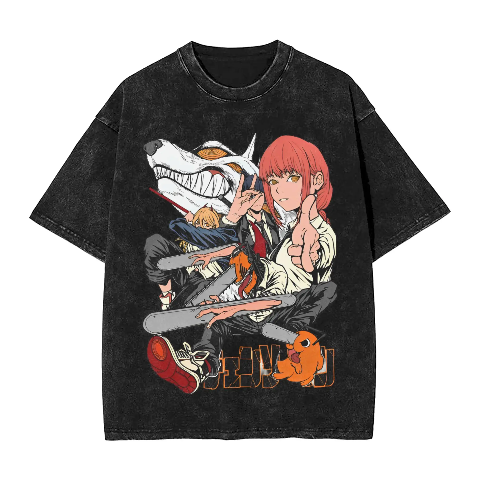 Men Women Chainsaws man Vintage Washed T Shirt  100% Cotton Tops Novelty Short Sleeve Crewneck Tee Shirt Adult T-Shirts