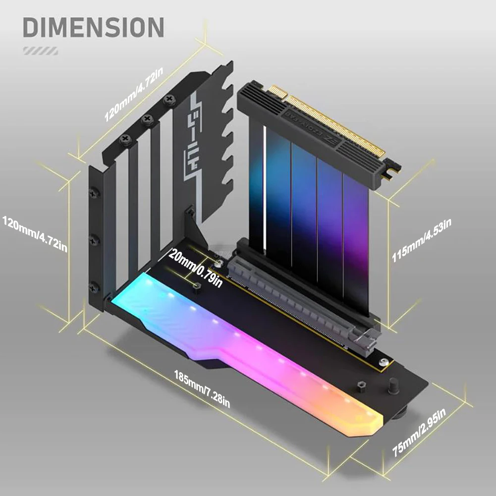 15cm PCI-E 4.0 X16ライザーケーブル付き垂直グラフィックカードホルダーキット、ビデオカードサポートキット、GPUマウントグラフィックカードブラケット