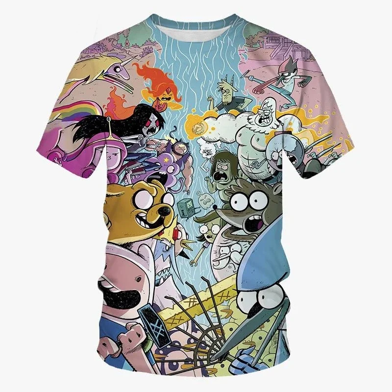 Summer New Classic Cartoon Animation 3D Printing Men's Fashion T-shirt Personality Hip-hop Funny Casual Women Kids T-shirt Tops