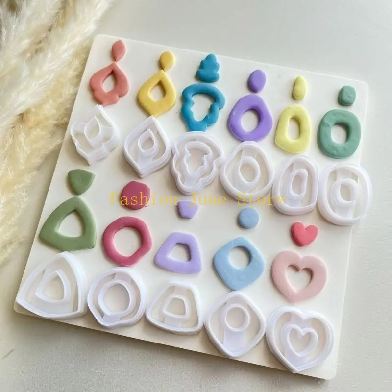 

N5KA 11pcs Clay Jewelry Molds for Earrings Geometric Patterns Accessory Mould Easy to Use Tools for Handmade Jewelry