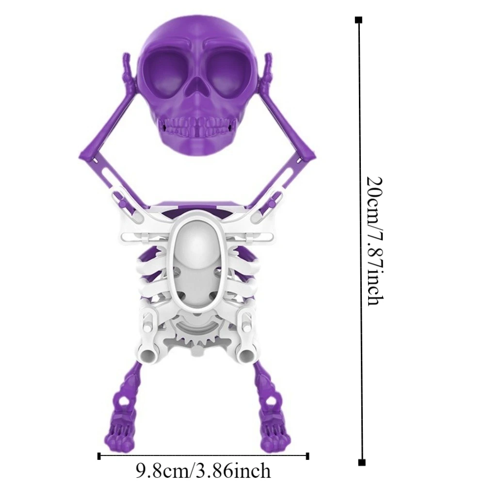 Funny Wind-up Dancing Skeleton Toy Kids Toddlers Desktop Mini 3D Print Shaking Skull Doll Spring Clockwork Toy