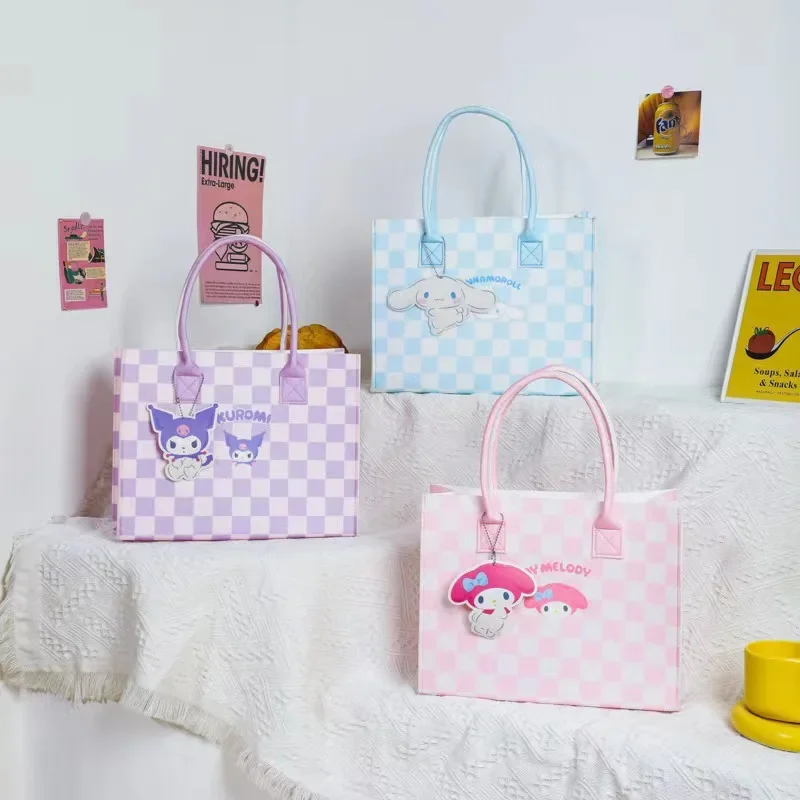 Sanrio Kuromi Felt Handbag Cute Cartoon Cinnamoroll Shopping Leisure Large Capacity Storage Bag Fashion Girl&Child Holiday Gifts