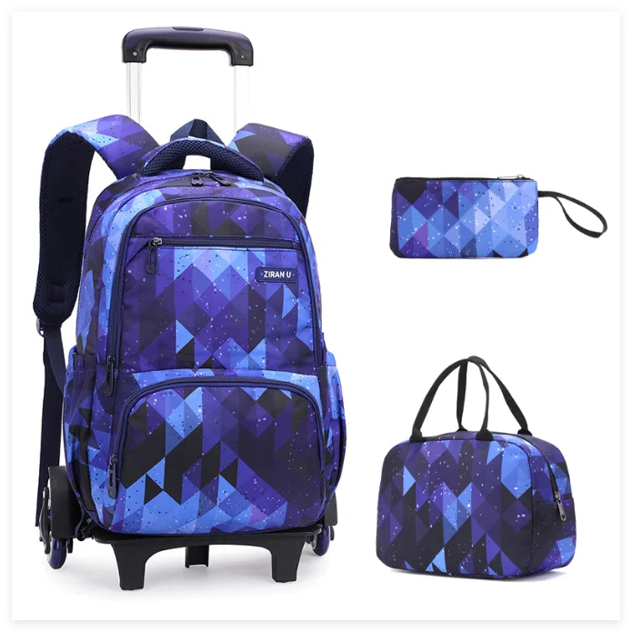

kids school wheeled backpack set for boys Children School Trolley Bags lunch bag School Rolling Backpack bag set for teenagers