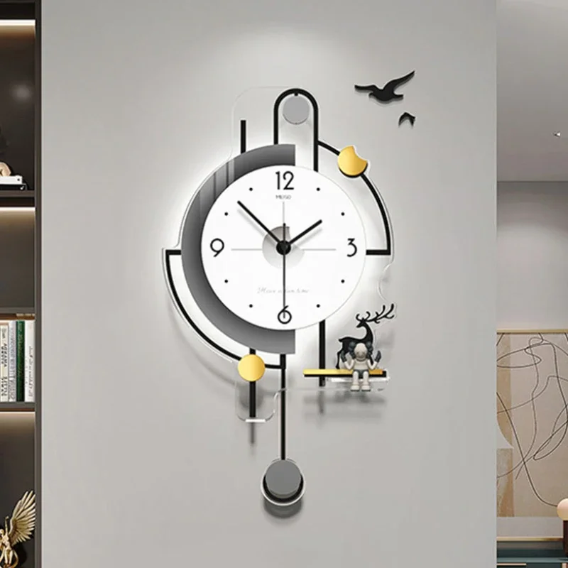 Nordic Aesthetic Wall Clocks Modern Living Room Minimalist Living Room Wall Clock Unique Luxury Nixie Reloj Pared Furniture