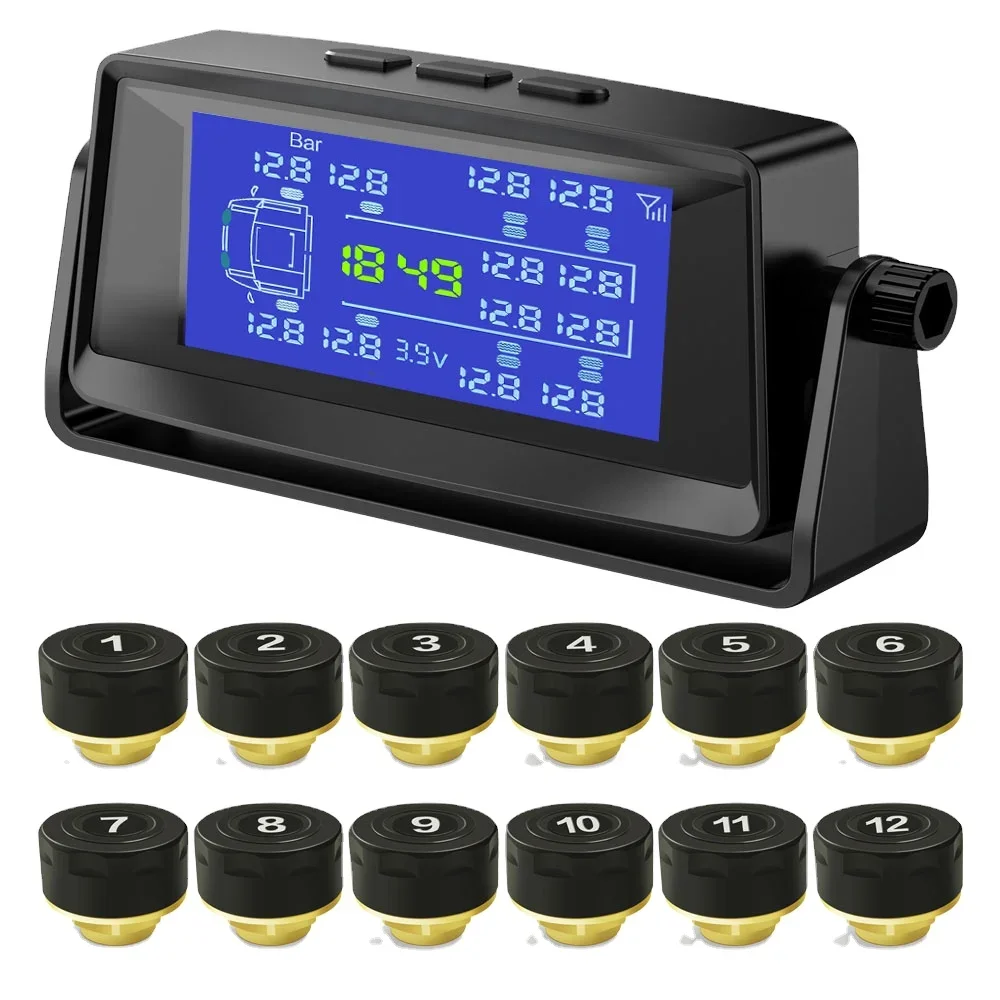 TPMS Semi Truck 6-24 sensor wheel Digital Wireless Real Time Truck Tire Pressure Monitor System With External/ Internal Sensor