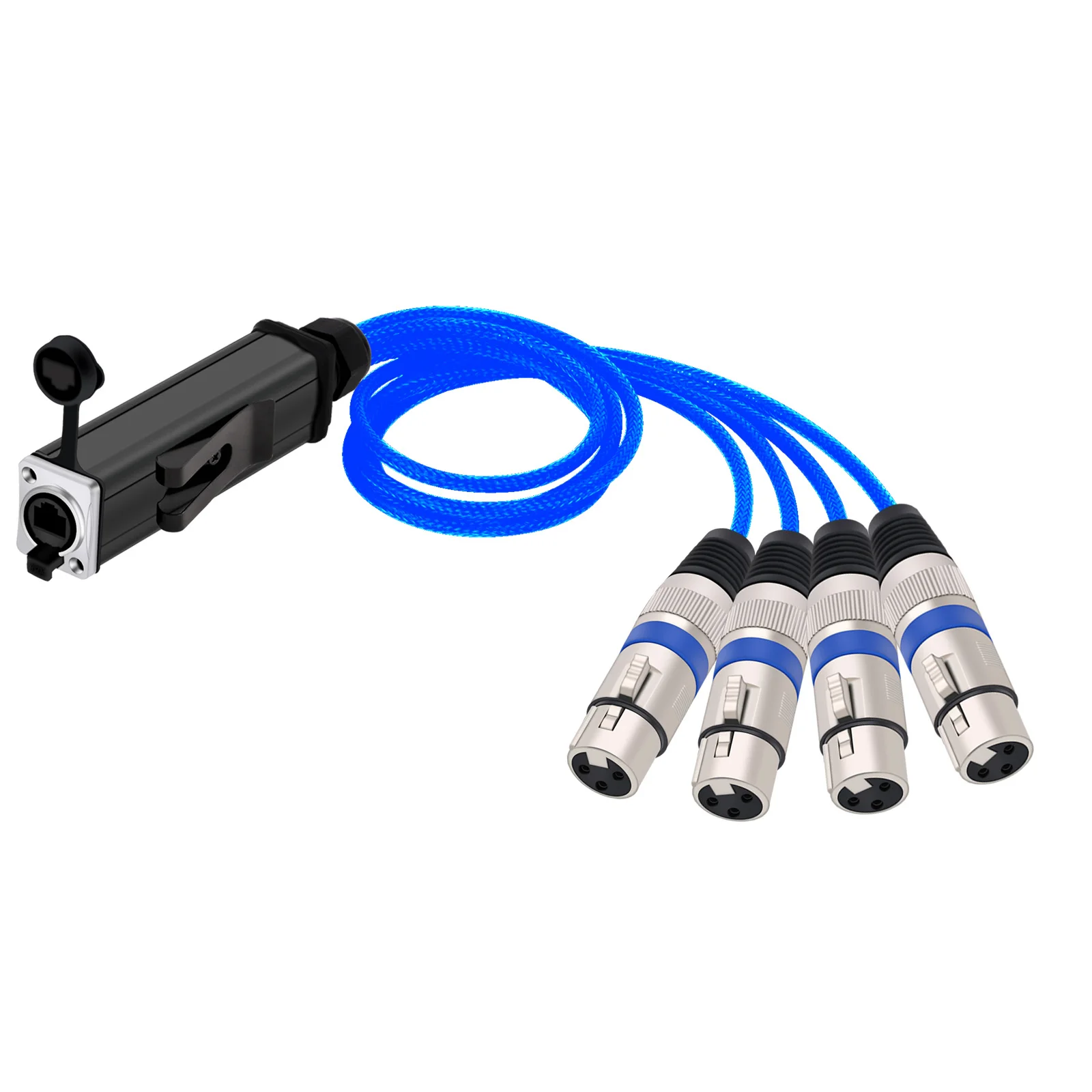 Waterproof RJ45 Female to 4 Channel XLR Audio DMX Snake Cable Network Extension Color Braid Splitter Cable 0.5M-10M