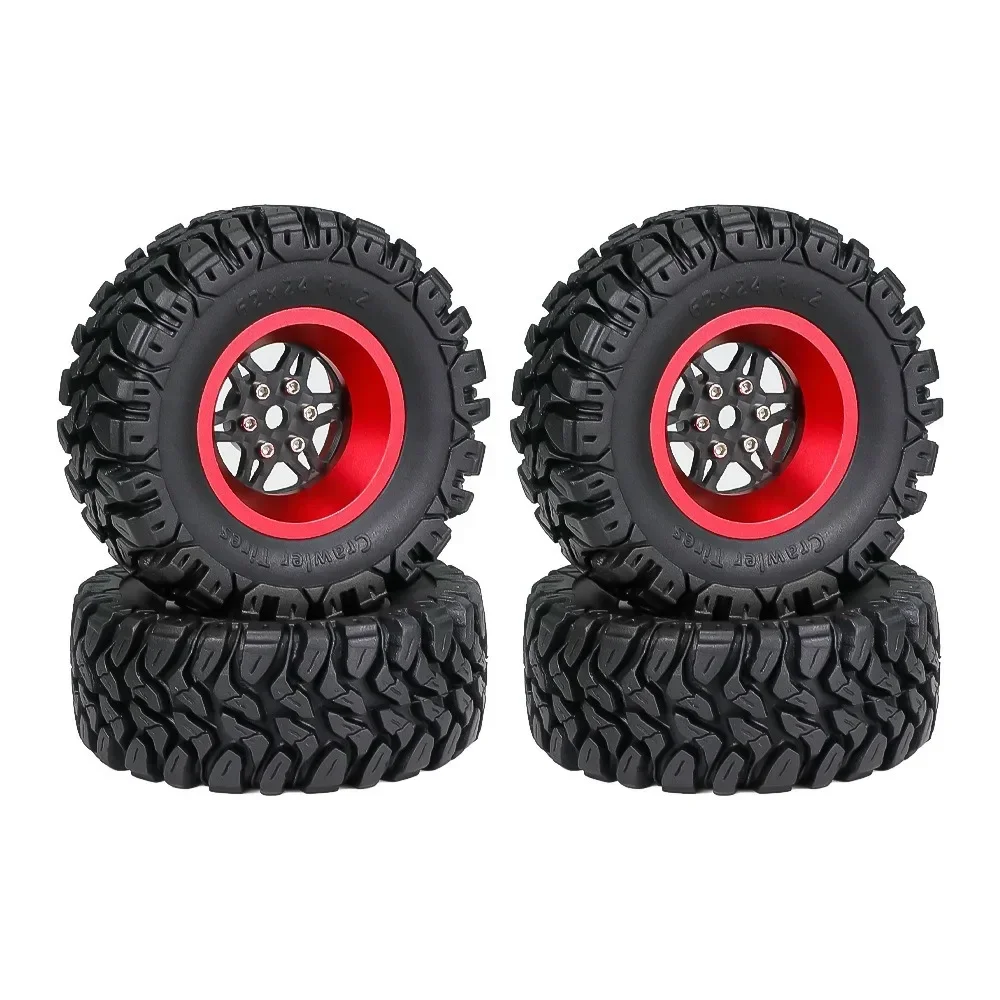 

4pcs 62mm 1.2" Carbon Fiber Beadlock Wheel Tire Set For 1/18 1/24 RC Crawler Car TRX4M SCX24 AX24 FCX24 Upgrade Parts