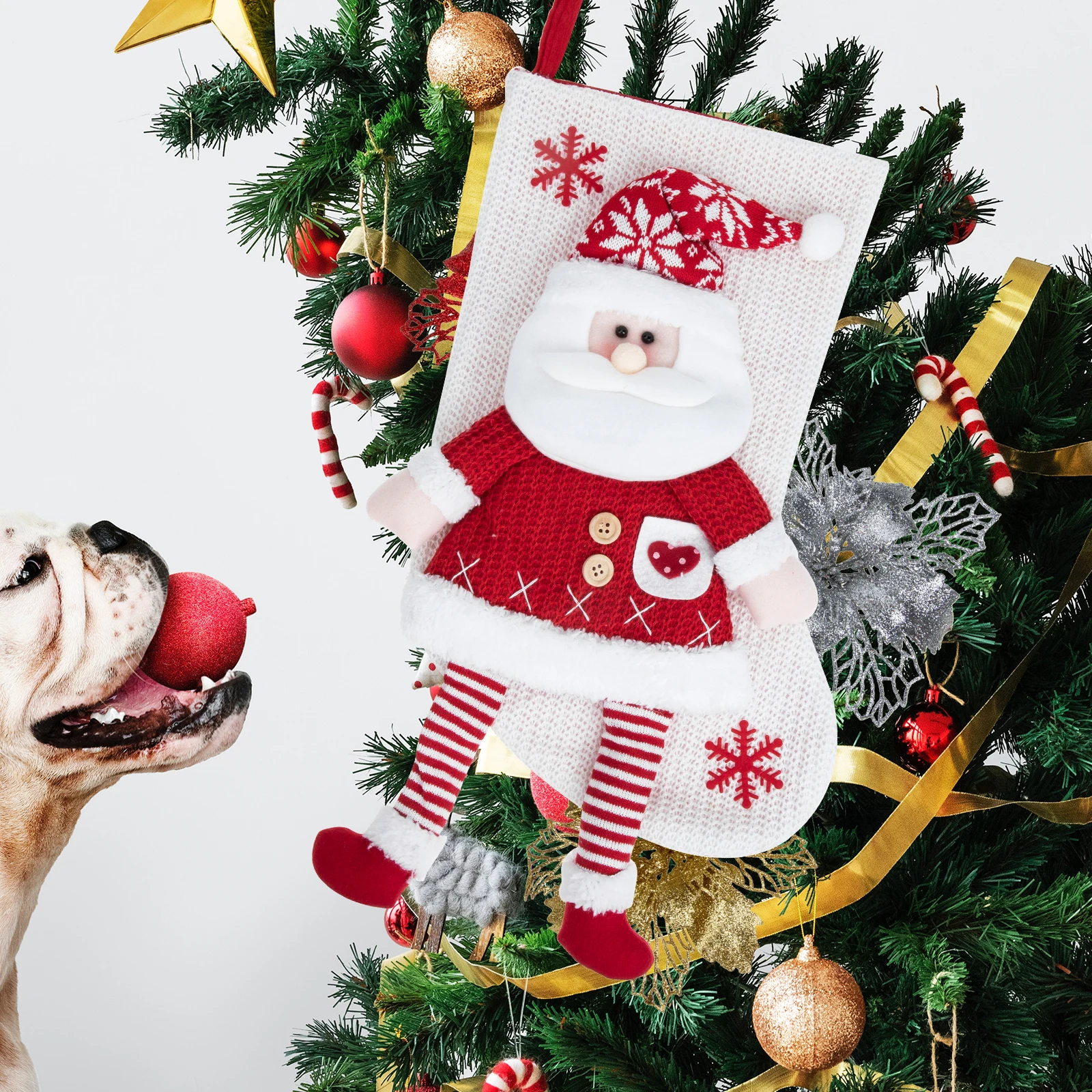 

1pc 2023 New Christmas Tree Decorations Hanging Stocking Gift Storage Bag Holiday Party Pendant Candy Favor Decor for Wall Door