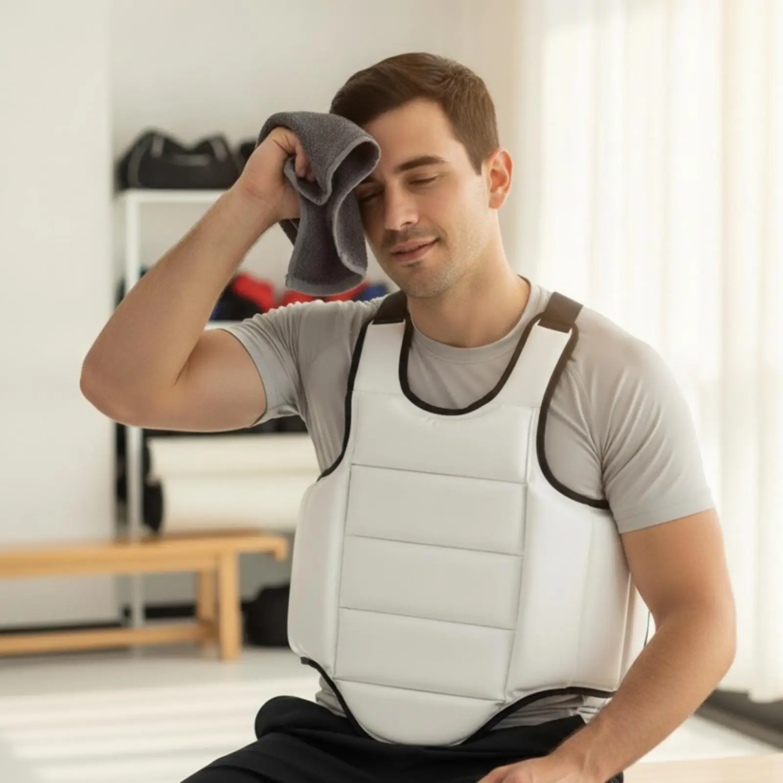 Padded Chest Protector with Shoulder Harness Breathable Segmented Padded Training Protector Torso Protector with Adjustable