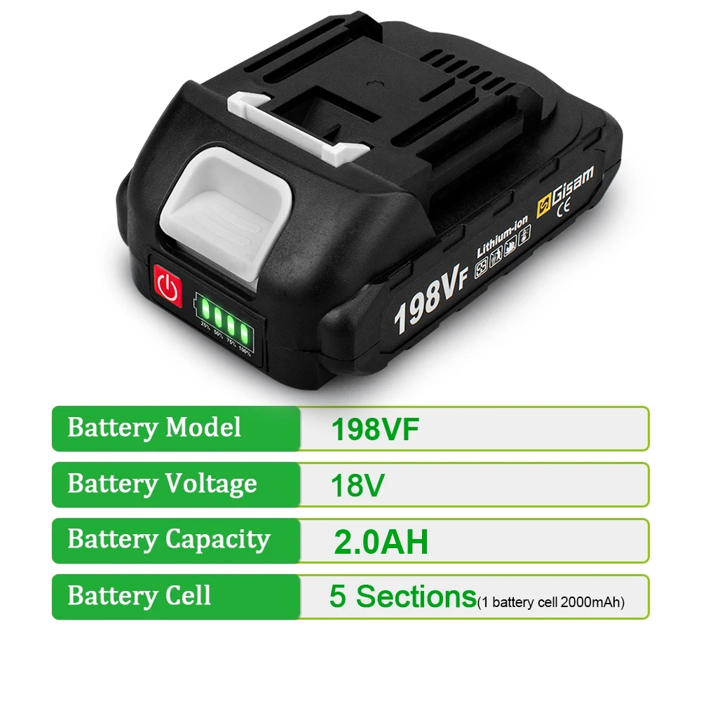 Gisam Wiederaufladbare Batterie 4,5Ah 4,0Ah 2,0Ah Lithium-Ionen-Akku 198VF 398VF 928VF Li-Ion-Akku für Makita 18V Akku-Pin – Detail 6