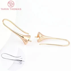 (7774) 10PCS 6.5x24.5MM 24K Gold Color Brass Trumpet Shaped Hanging head Earring Hook High Quality DIY Jewellery Accessories