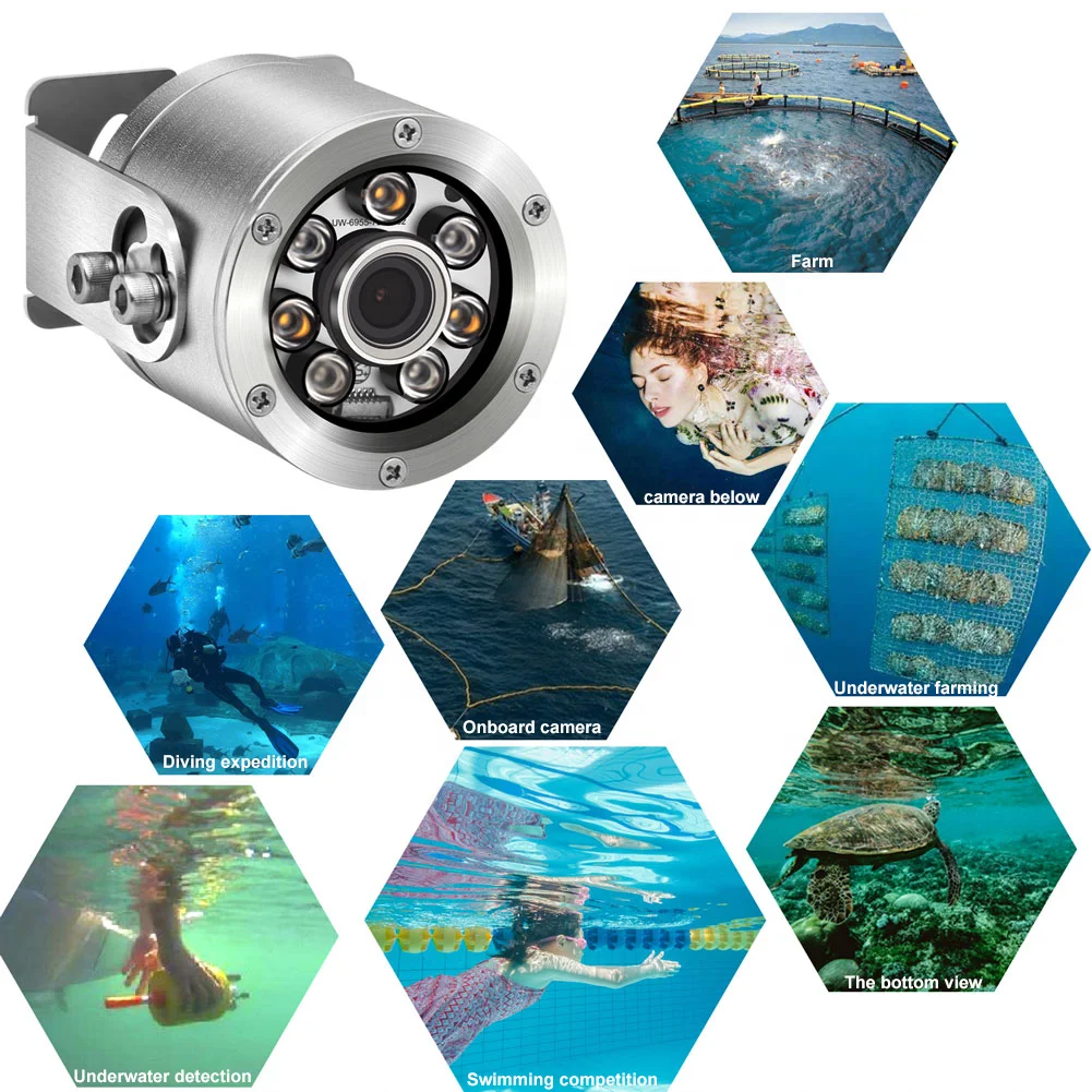 Seawater grade stainless steel fishing camera with white light Full color fish tank camera