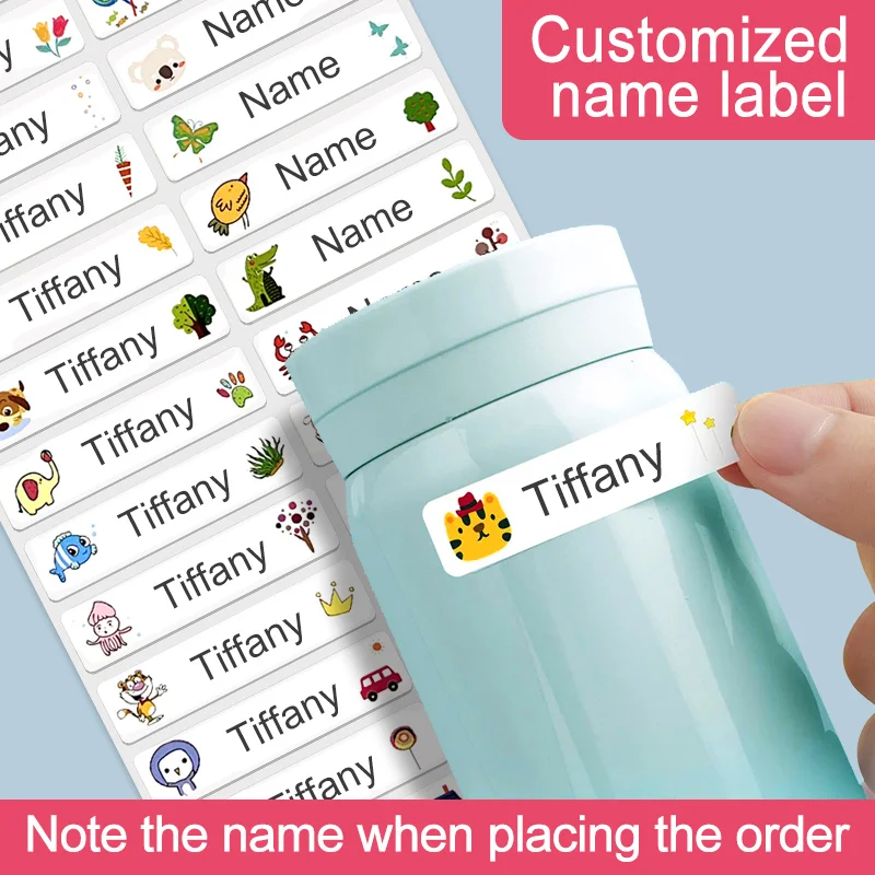 ملصقات اسم شخصية مقاومة للماء مخصصة لزجاجات الأطفال وصناديق الغداء والحرف اليدوية - ملصقات متينة غير لامعة #1