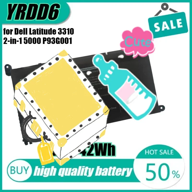 

Аккумулятор для ноутбука YRDD6 11,4 В, 42 Втч для Dell Latitude 3310 2-в-1 5000 P93G001 VM732 Vostro 5490 3491 5481
