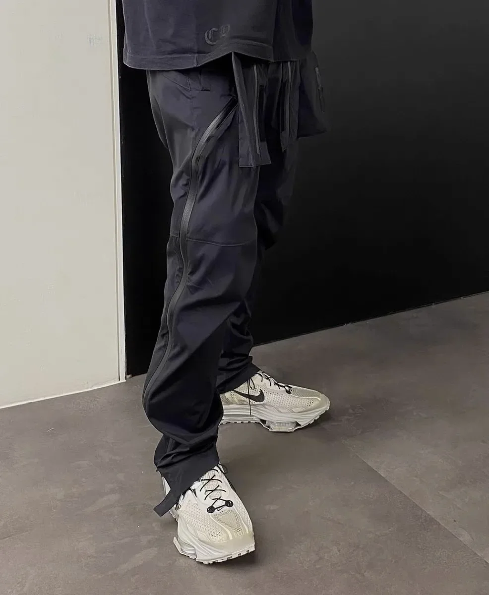 

2023 Harajuku Hip Hop Side Full zipper Cargo Pants Man New Punk Gothic Baggy Drawstring Waist Trousers Streetwear pants