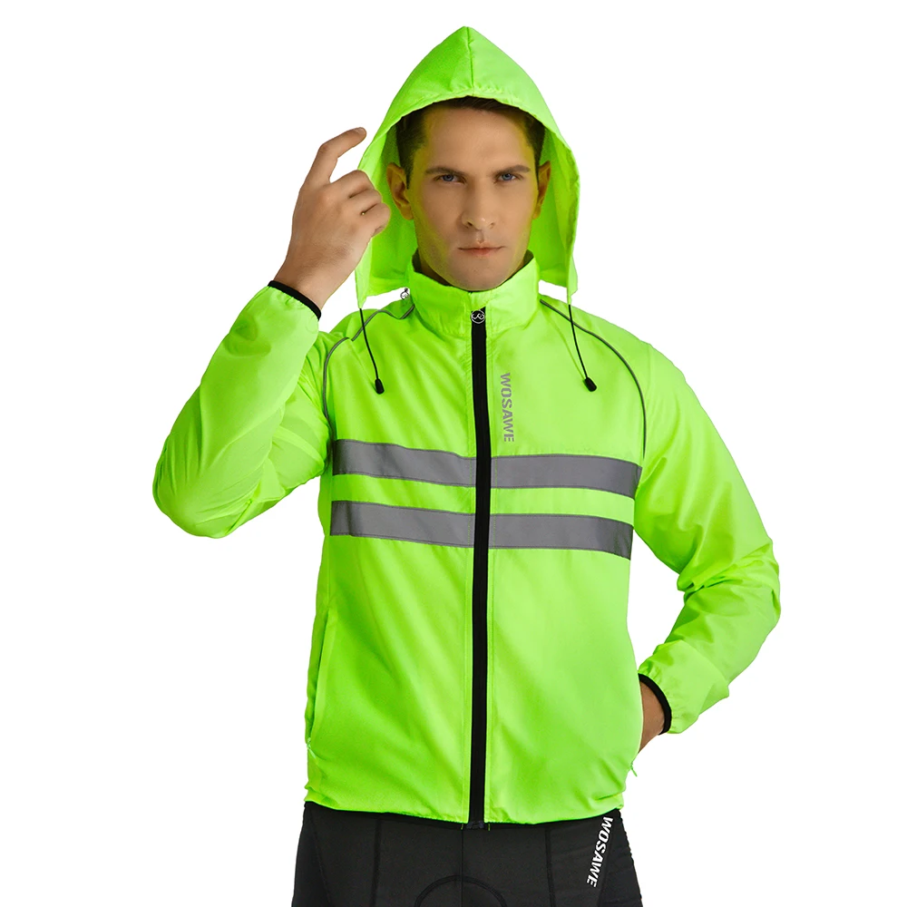 WOSAWE Ultralight Men's Cycling Windbreaker Reflective Jacket Windproof Water Resistant MTB Road Bicycle Long Jersey Wind Coat