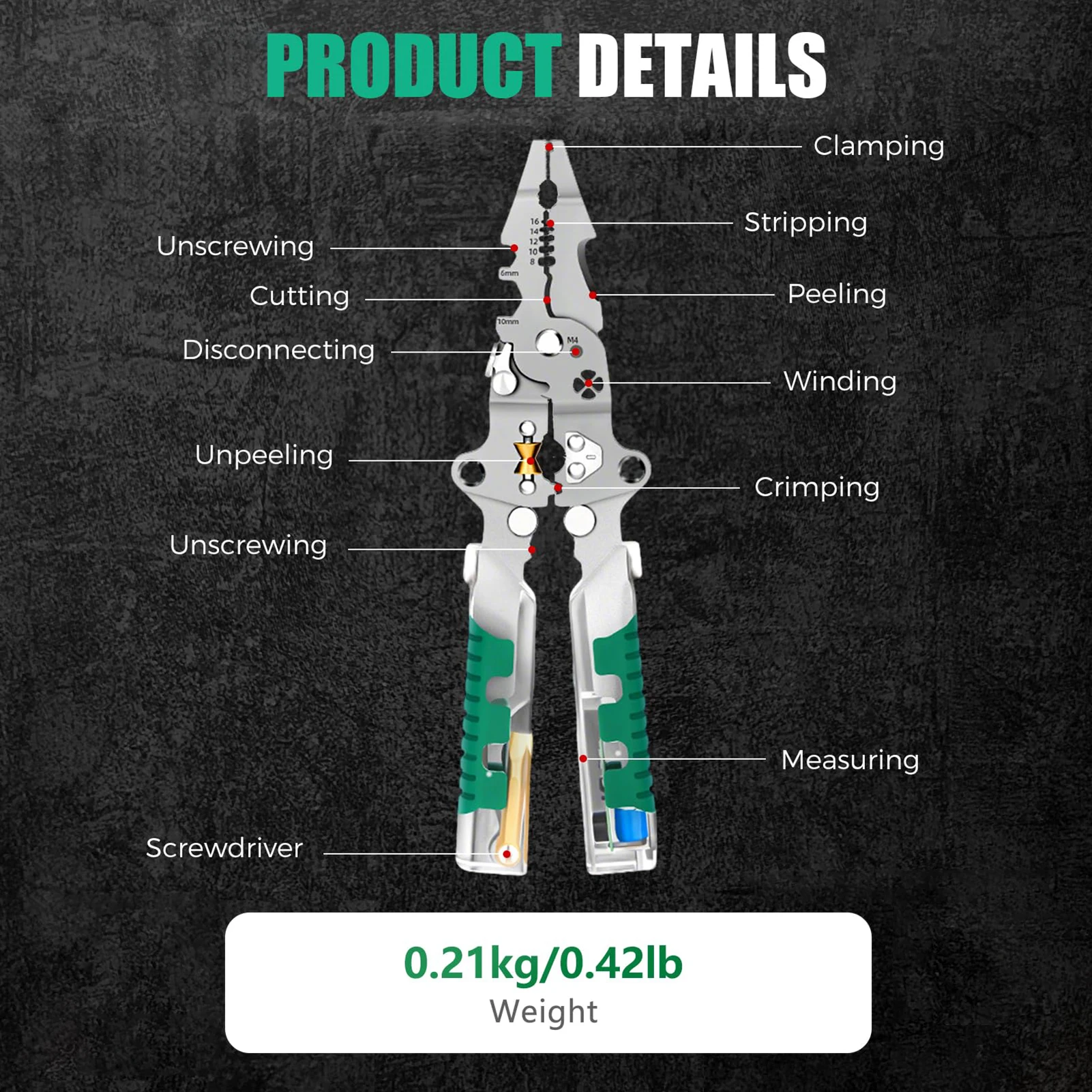 

Multifunctional Wire Stripper with Electrical Test Pen Foldable Cable Cutter Crimper Tool Electrical Folding Pliers for Cutting