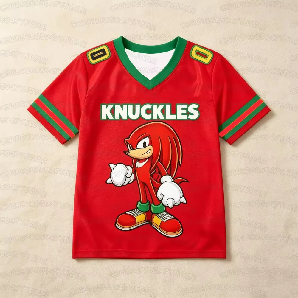 Sommer Kinder Jungen Mädchen Sonic Cartoon Print Kurzarm Sporttrikot Erwachsene Freizeit T-Shirt Tops Lässiges T-Shirt Oberteil – Detail 7