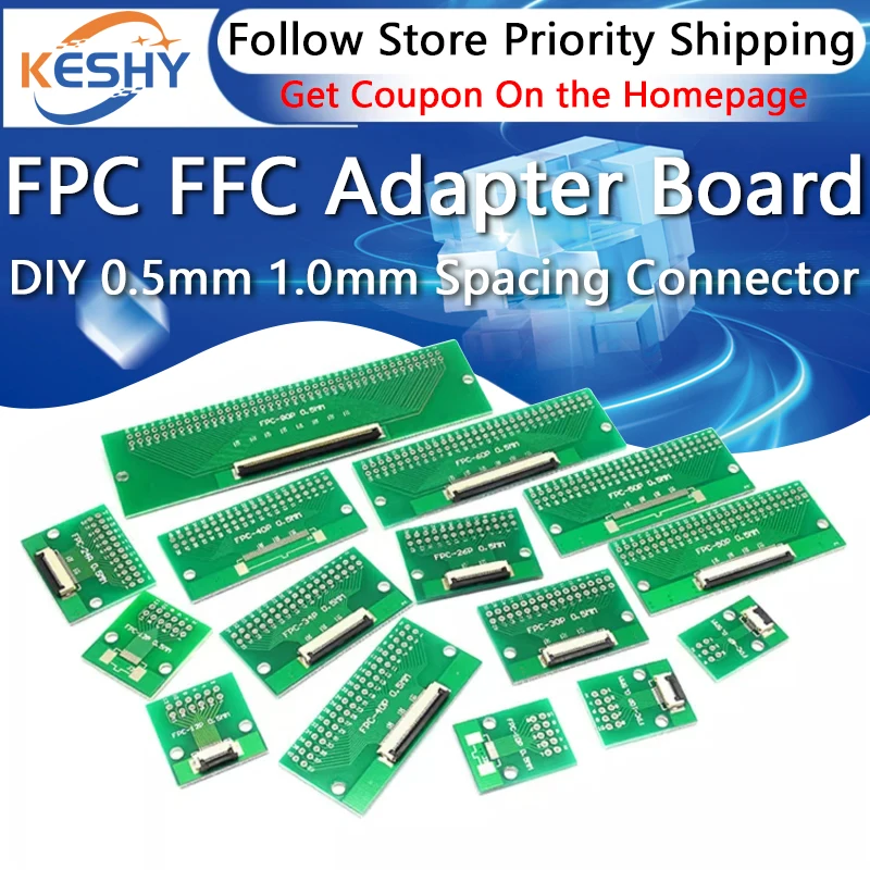 

FPC/FFC Flat Cable Transfer Plate FPC FFC Adapter Board Directly Inserted DIY 0.5mm 1.0mm Spacing Connector 6P 8P 10P 20P 30-60P